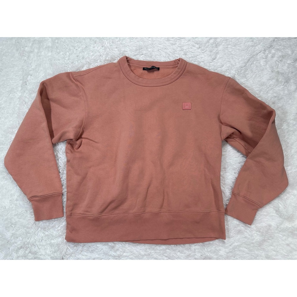 Acne Studios Fairview Face Crewneck Sweatshirt Pink Cotton‎ Size L